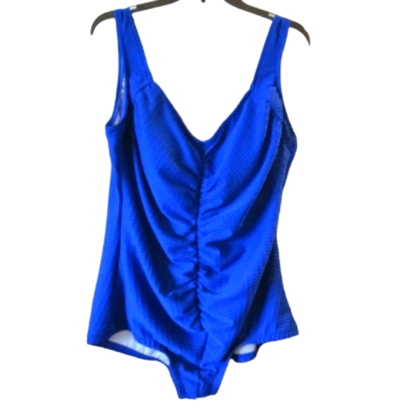 Women's Maxine of Hollywood Mermaid Blue Textured Spa Swim Suit 22W NWT - Picture 4 of 7